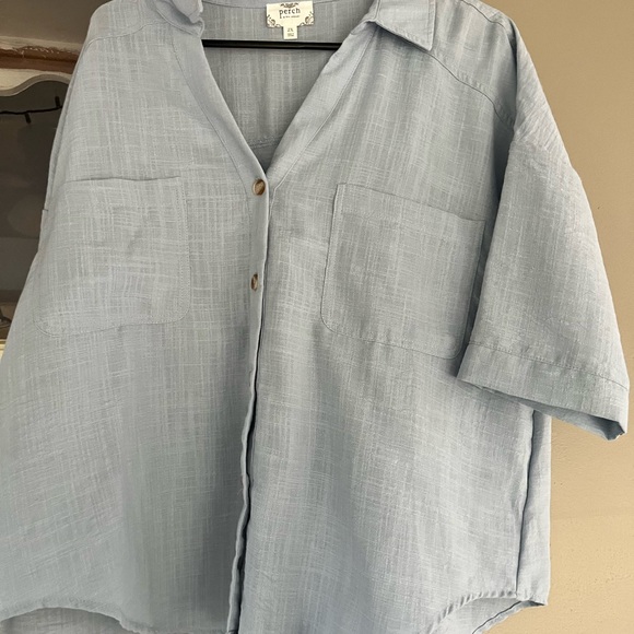 Blu Pepper Blue Casual Button Down Shirt - Picture 1 of 3
